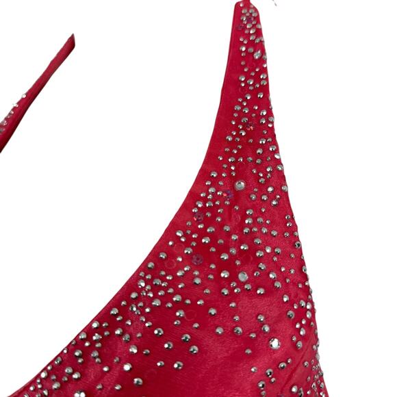 Blondie Nites 90s Y2K Organza Halter V-Neck Formal Prom Corset Back Dress 3 XS S - Picture 10 of 15